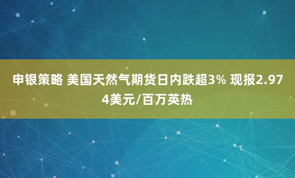 申银策略 美国天然气期货日内跌超3% 现报2.974美元/百万英热