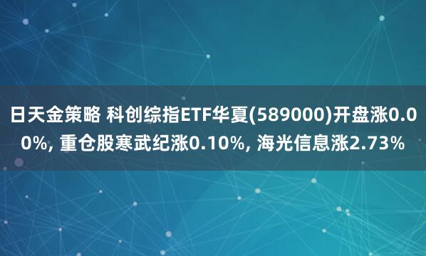日天金策略 科创综指ETF华夏(589000)开盘涨0.00%, 重仓股寒武纪涨0.10%, 海光信息涨2.73%